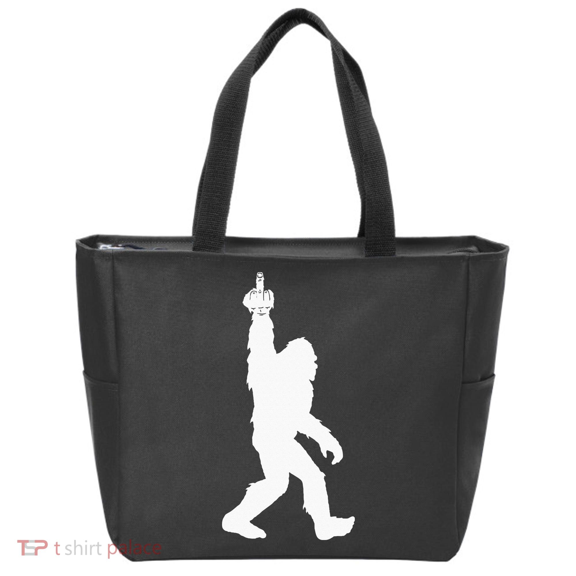 Funny Bigfoot Middle Finger For Squatch Believers Tote Bag