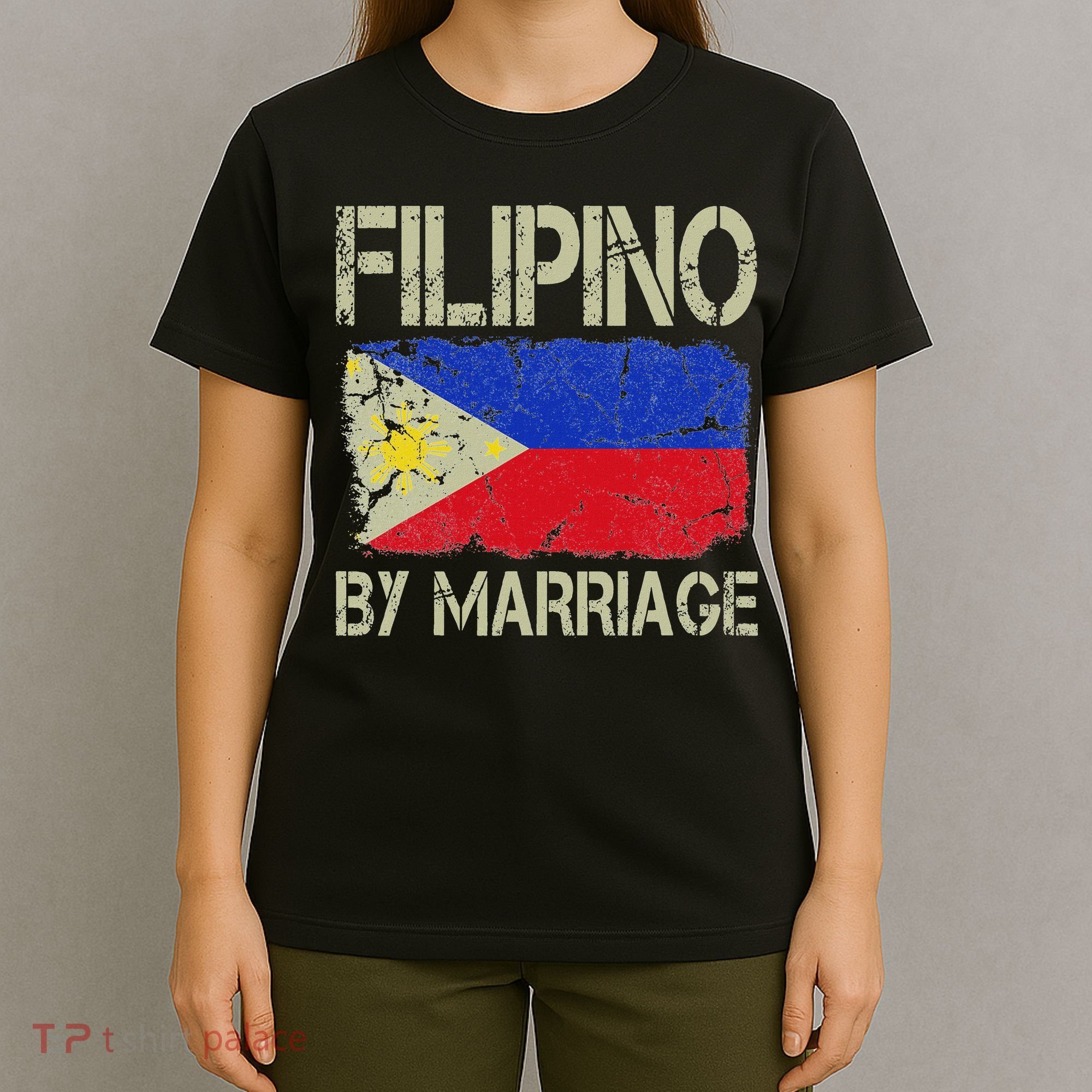 Filipino By Marriage Philippines Flag Funny Husband Wife T-Shirt