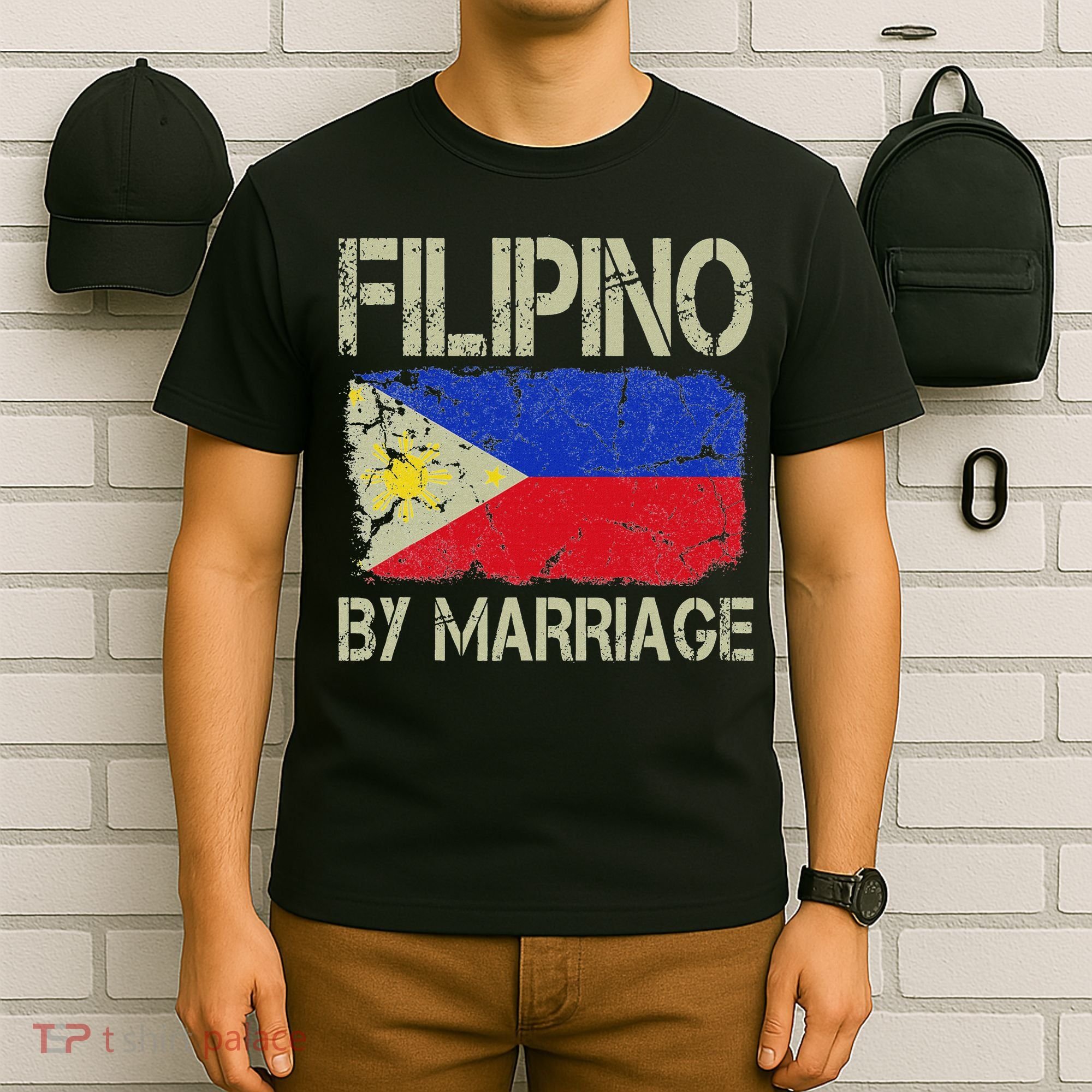Filipino By Marriage Philippines Flag Funny Husband Wife T-Shirt