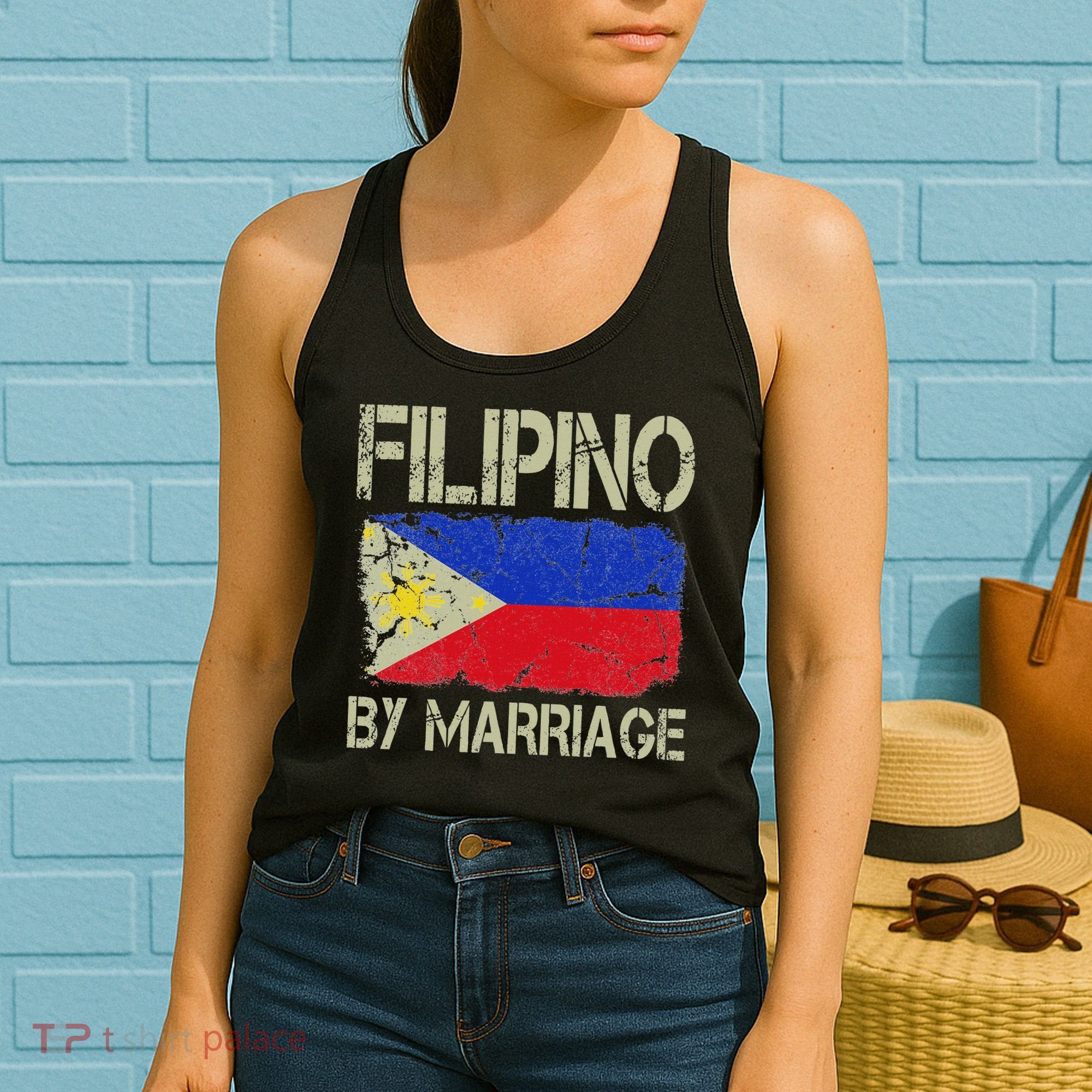 Filipino By Marriage Philippines Flag Funny Husband Wife Women's Tank Top