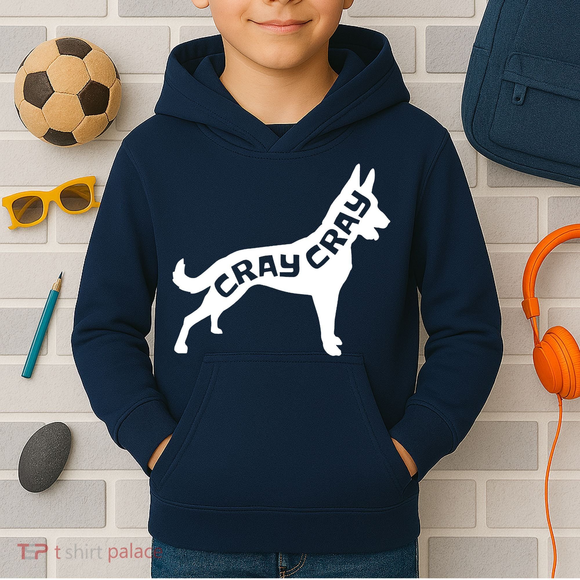 Funny Belgian Malinois Cray Cray Dog Kids Hoodie