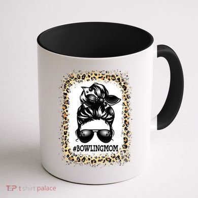 Funny Bowling Mom Messy Bun Player Mom Mother's Day Gift Coffee Mug back