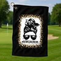 Funny Bowling Mom Messy Bun Player Mom Mother's Day Gift Golf Towel thumb 1