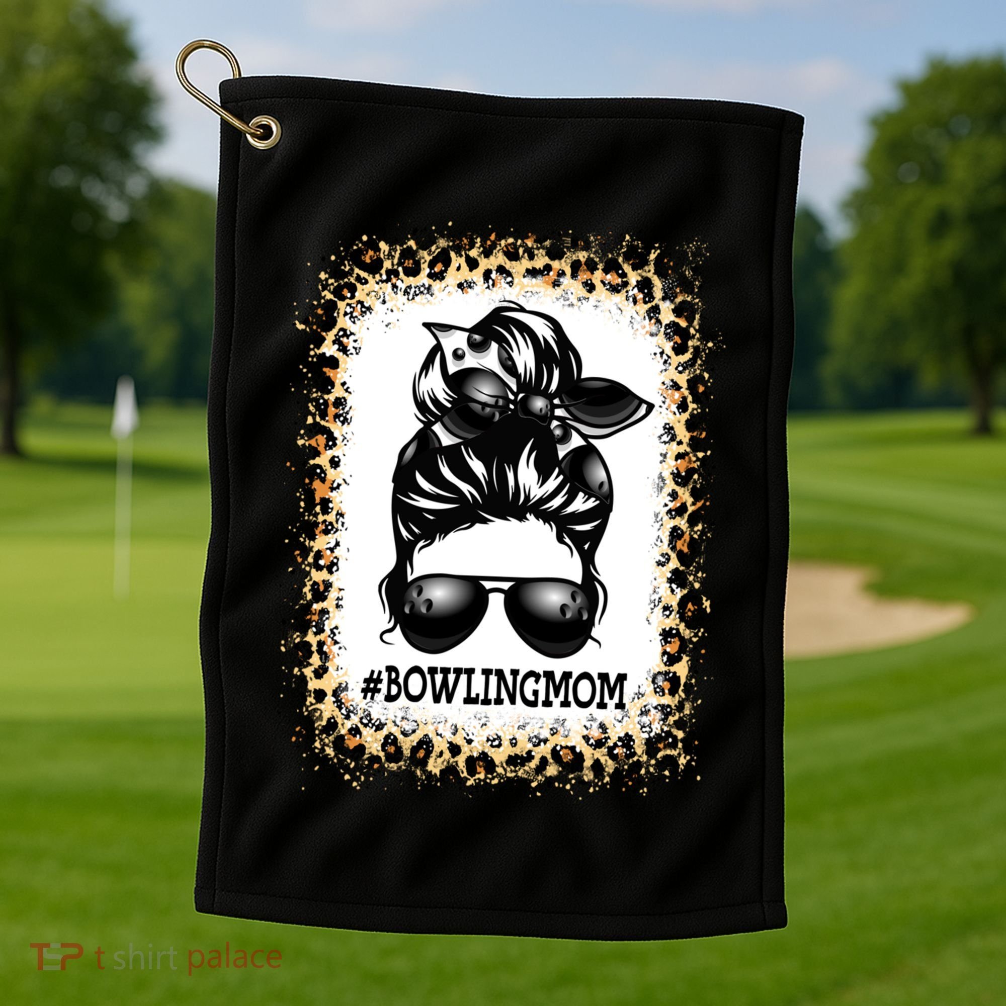Funny Bowling Mom Messy Bun Player Mom Mother's Day Gift Golf Towel