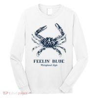 Feelin' Blue Maryland Style Retro Crab Long Sleeve Shirt thumb 0