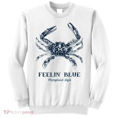 Feelin' Blue Maryland Style Retro Crab Sweatshirt