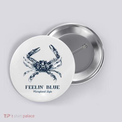 Feelin' Blue Maryland Style Retro Crab Button