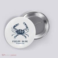 Feelin' Blue Maryland Style Retro Crab Button thumb 0