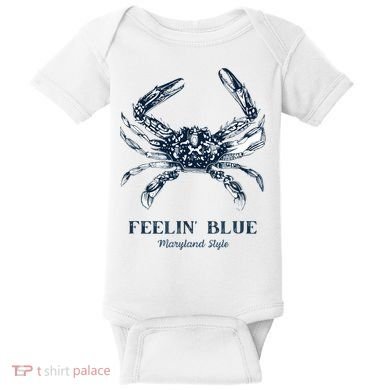 Feelin' Blue Maryland Style Retro Crab Baby Bodysuit