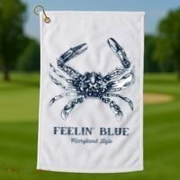 Feelin' Blue Maryland Style Retro Crab Golf Towel thumb 1