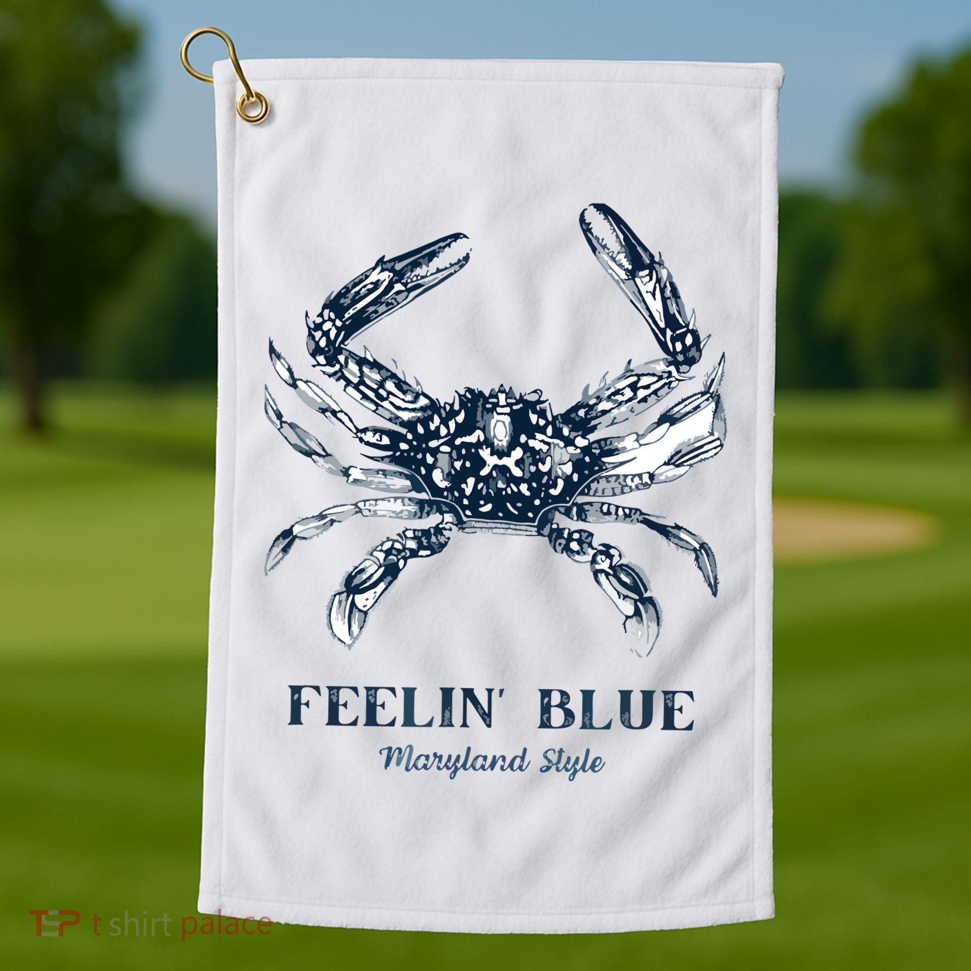Feelin' Blue Maryland Style Retro Crab Golf Towel