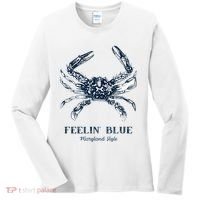 Feelin' Blue Maryland Style Retro Crab Women's Long Sleeve Shirt thumb 0