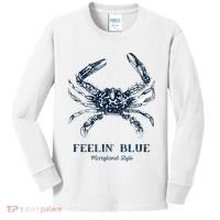 Feelin' Blue Maryland Style Retro Crab Kids Long Sleeve Shirt thumb 0