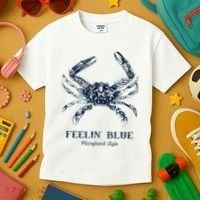 Feelin' Blue Maryland Style Retro Crab Kids T-Shirt thumb 3