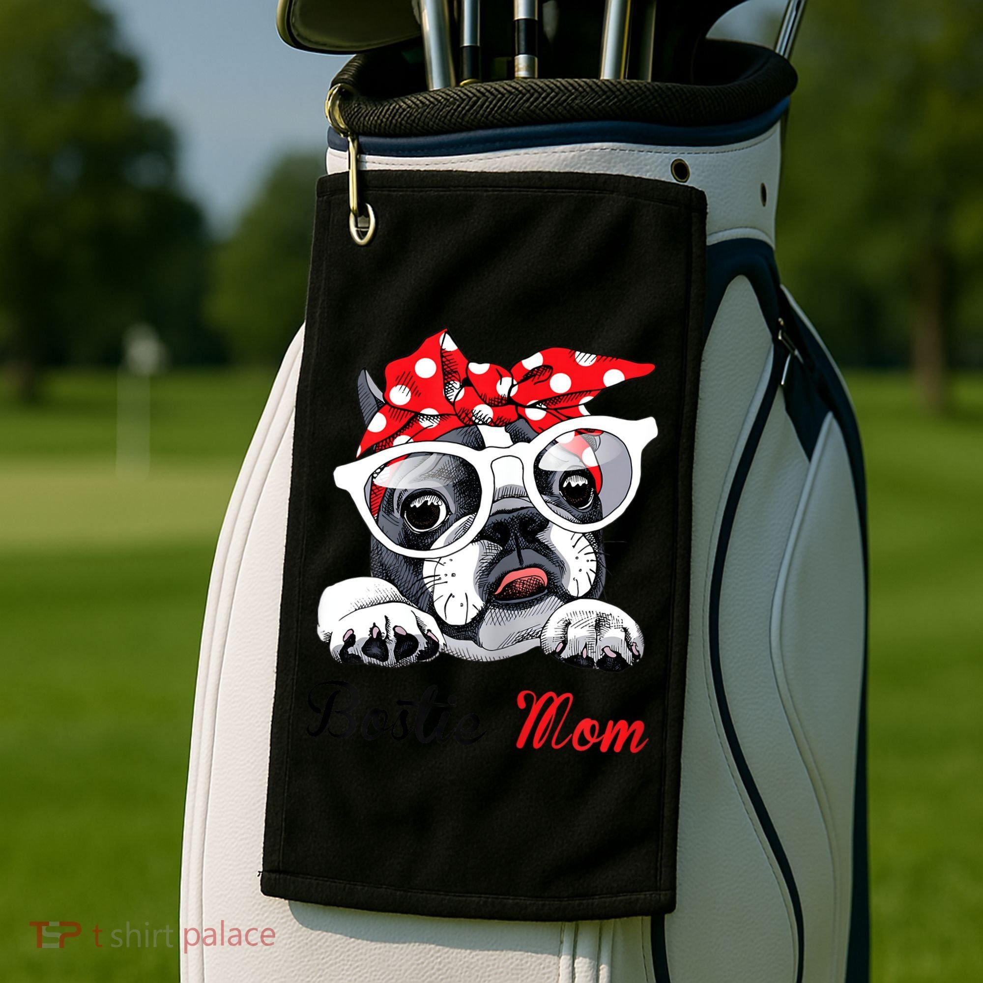 Funny Bostie Mom For Boston Terrier Dogs Lovers Golf Towel