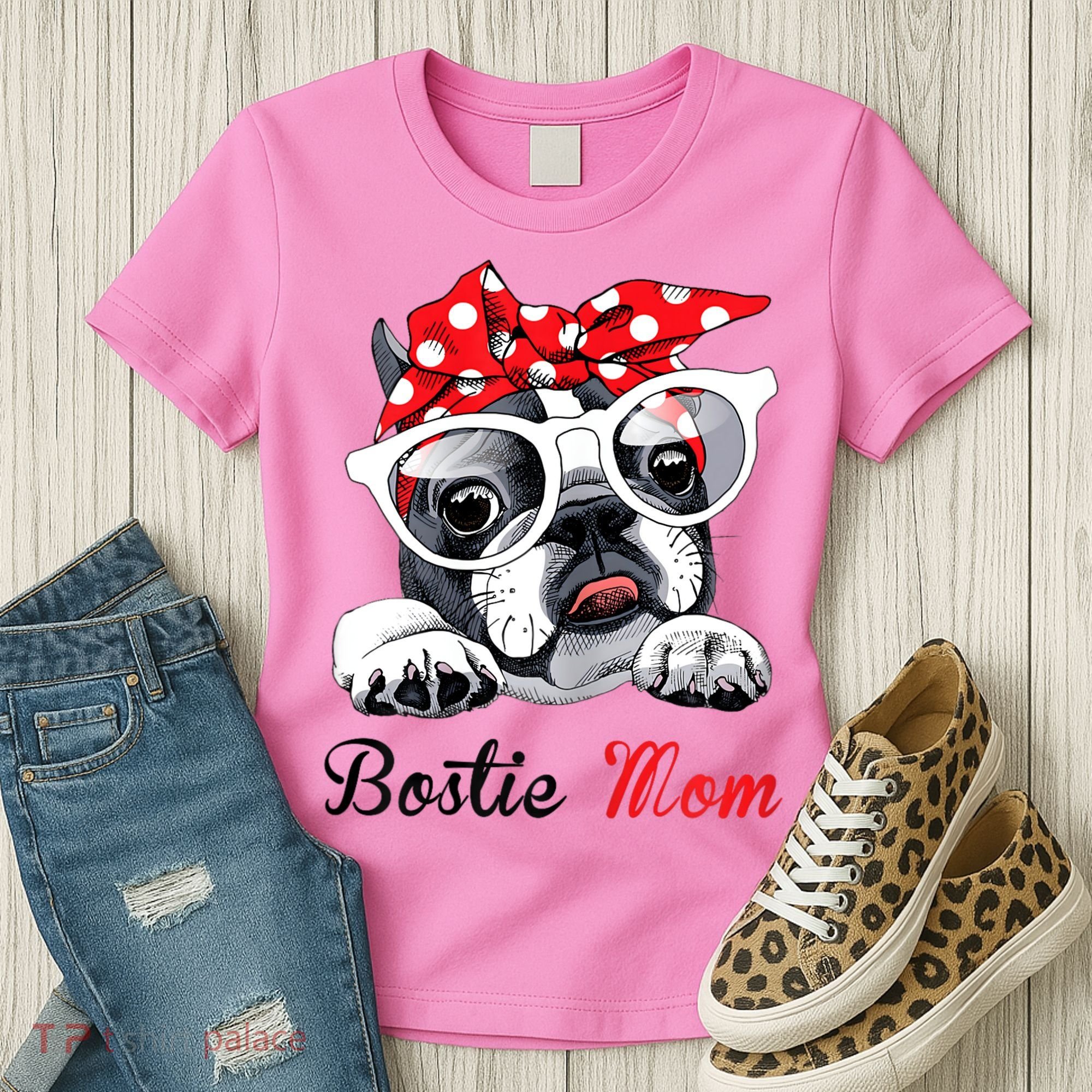 Funny Bostie Mom For Boston Terrier Dogs Lovers Women's T-Shirt
