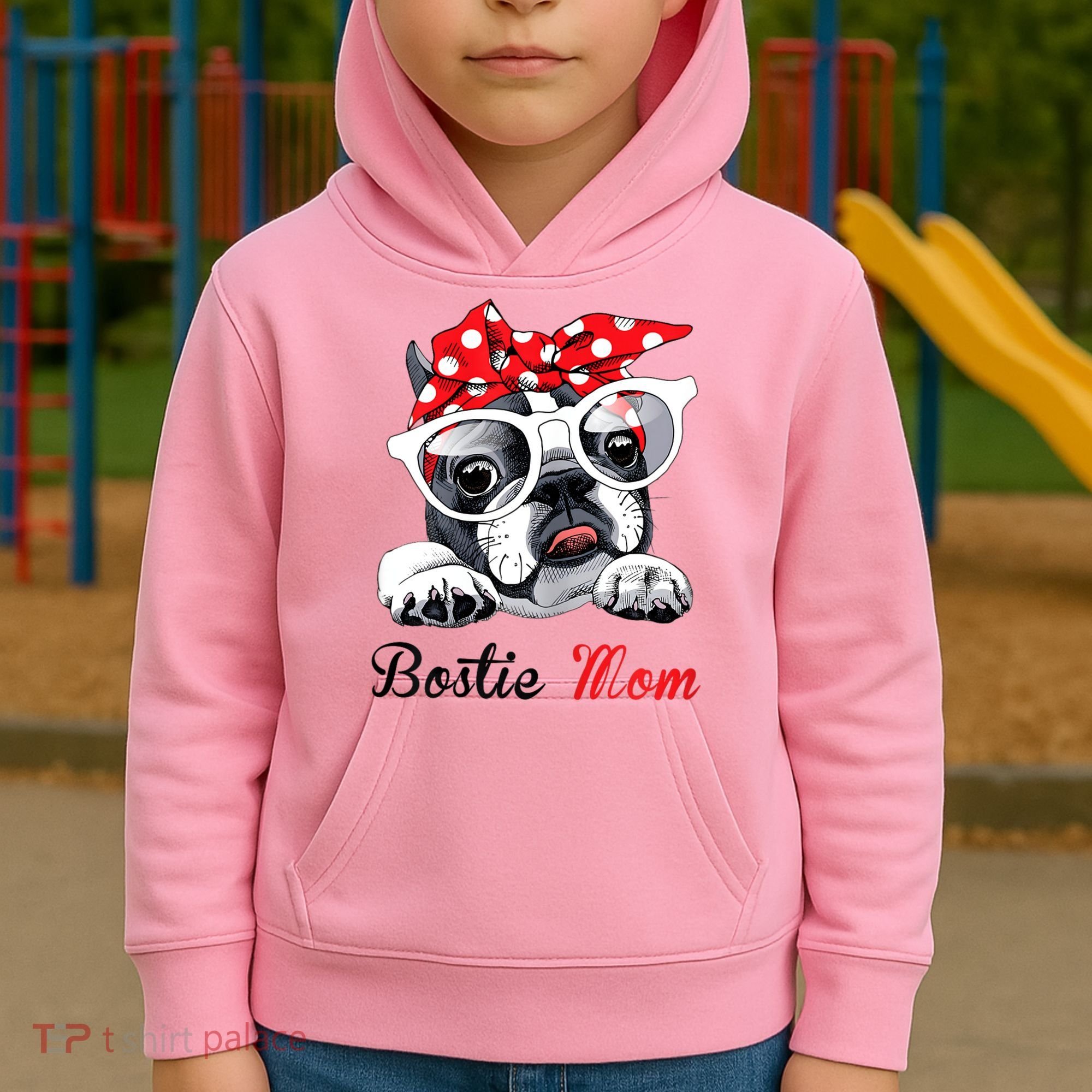 Funny Bostie Mom For Boston Terrier Dogs Lovers Kids Hoodie