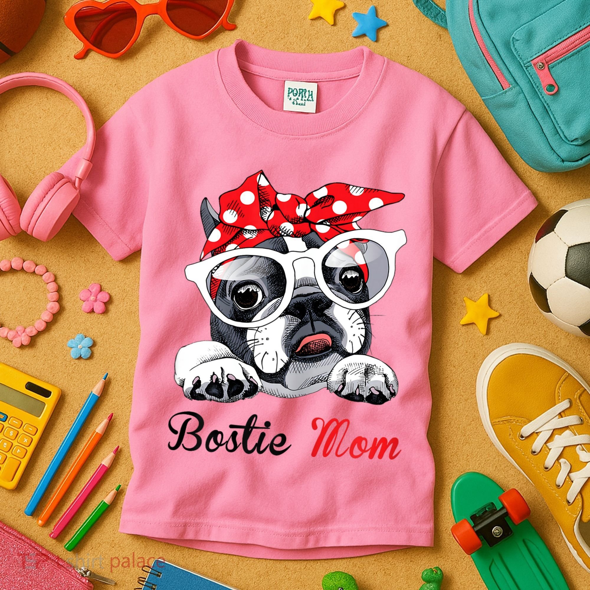 Funny Bostie Mom For Boston Terrier Dogs Lovers Kids T-Shirt