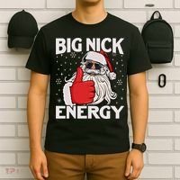 Funny Big Nick Energy Santa Xmas Christmas T-Shirt thumb 6