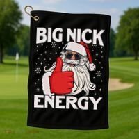 Funny Big Nick Energy Santa Xmas Christmas Golf Towel thumb 1