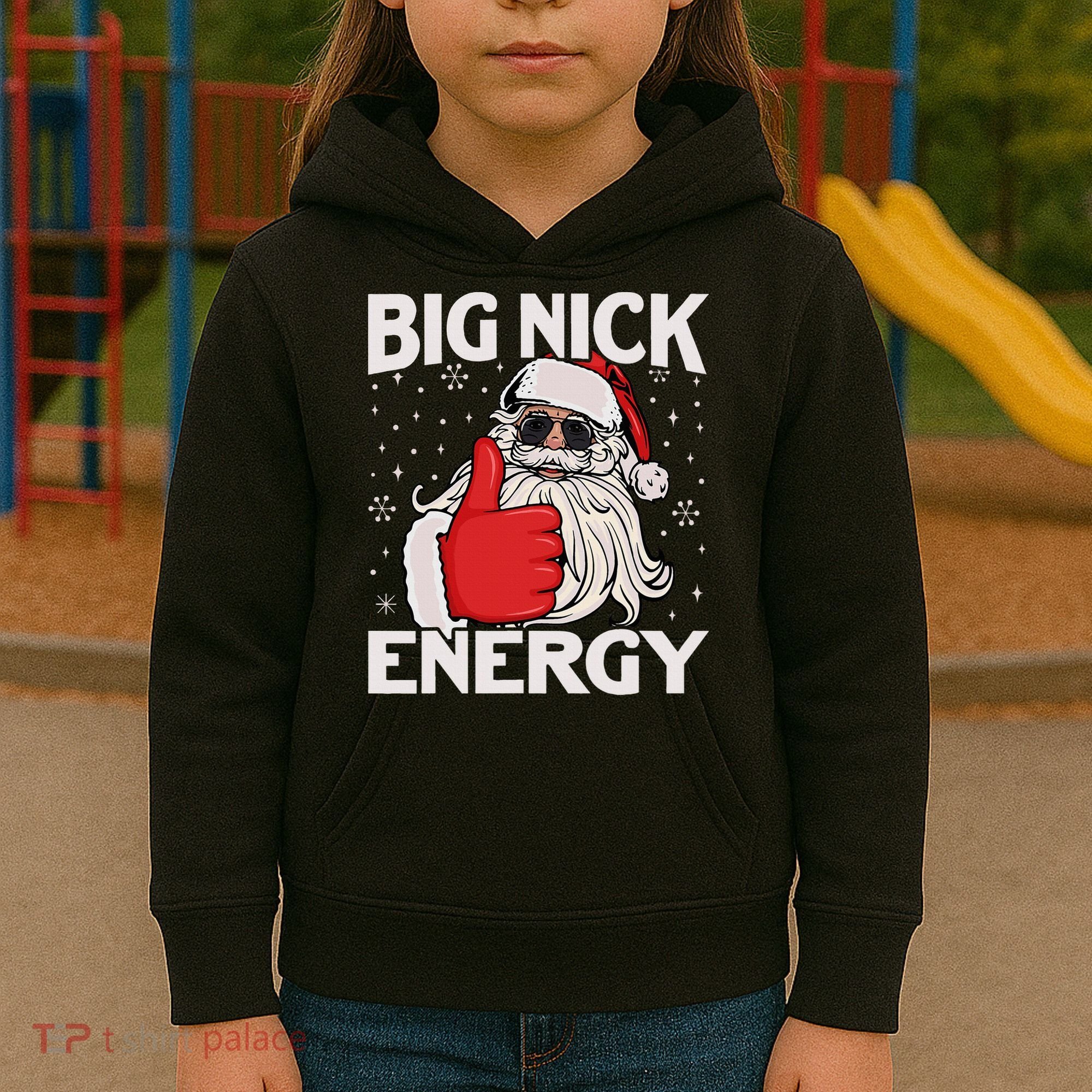Funny Big Nick Energy Santa Xmas Christmas Kids Hoodie