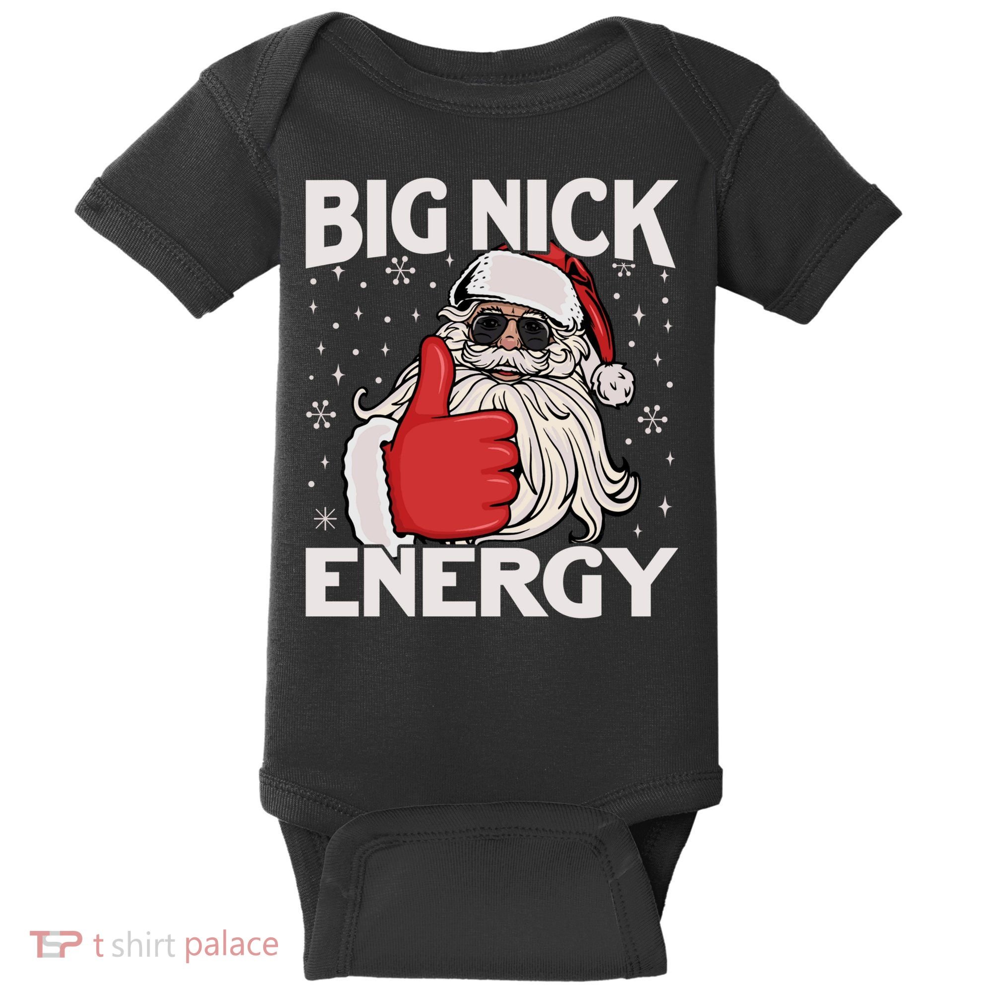 Funny Big Nick Energy Santa Xmas Christmas Long Sleeve Baby Bodysuit