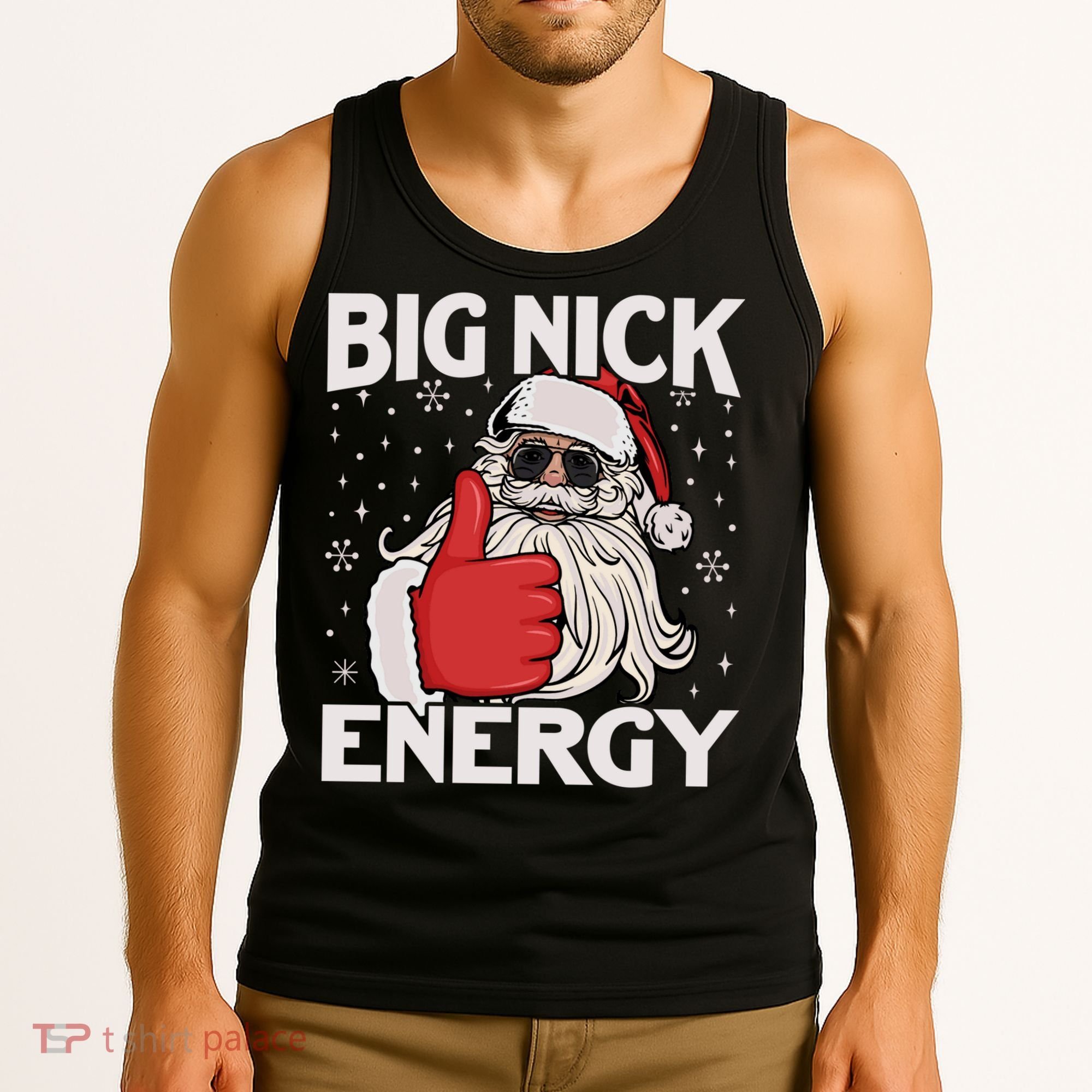 Funny Big Nick Energy Santa Xmas Christmas Long Sleeve Tank Top