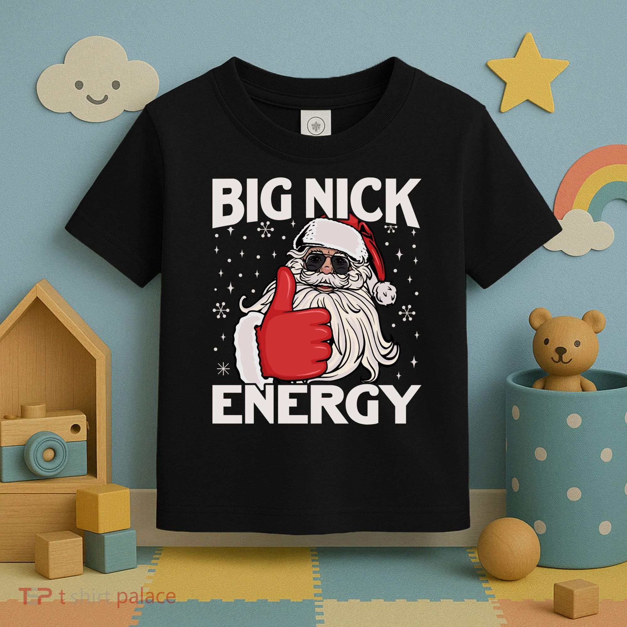 Funny Big Nick Energy Santa Xmas Christmas Long Sleeve Toddler T-Shirt