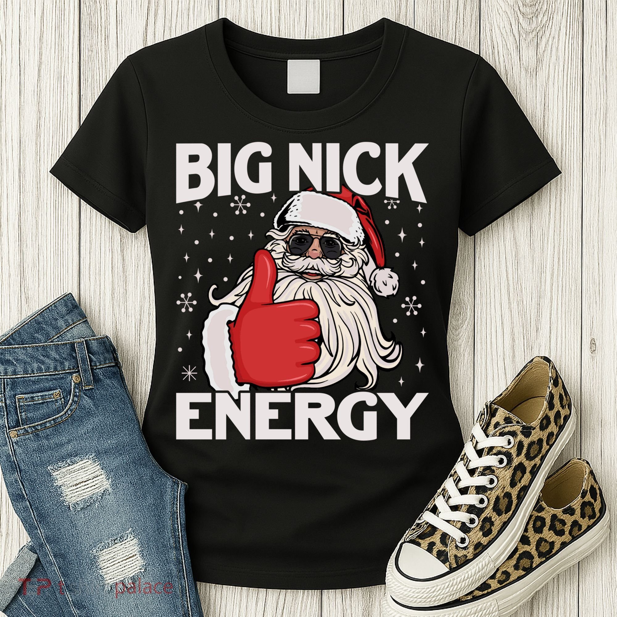 Funny Big Nick Energy Santa Xmas Christmas Long Sleeve Women's T-Shirt
