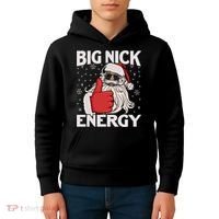 Funny Big Nick Energy Santa Xmas Christmas Long Sleeve Kids Hoodie thumb 4