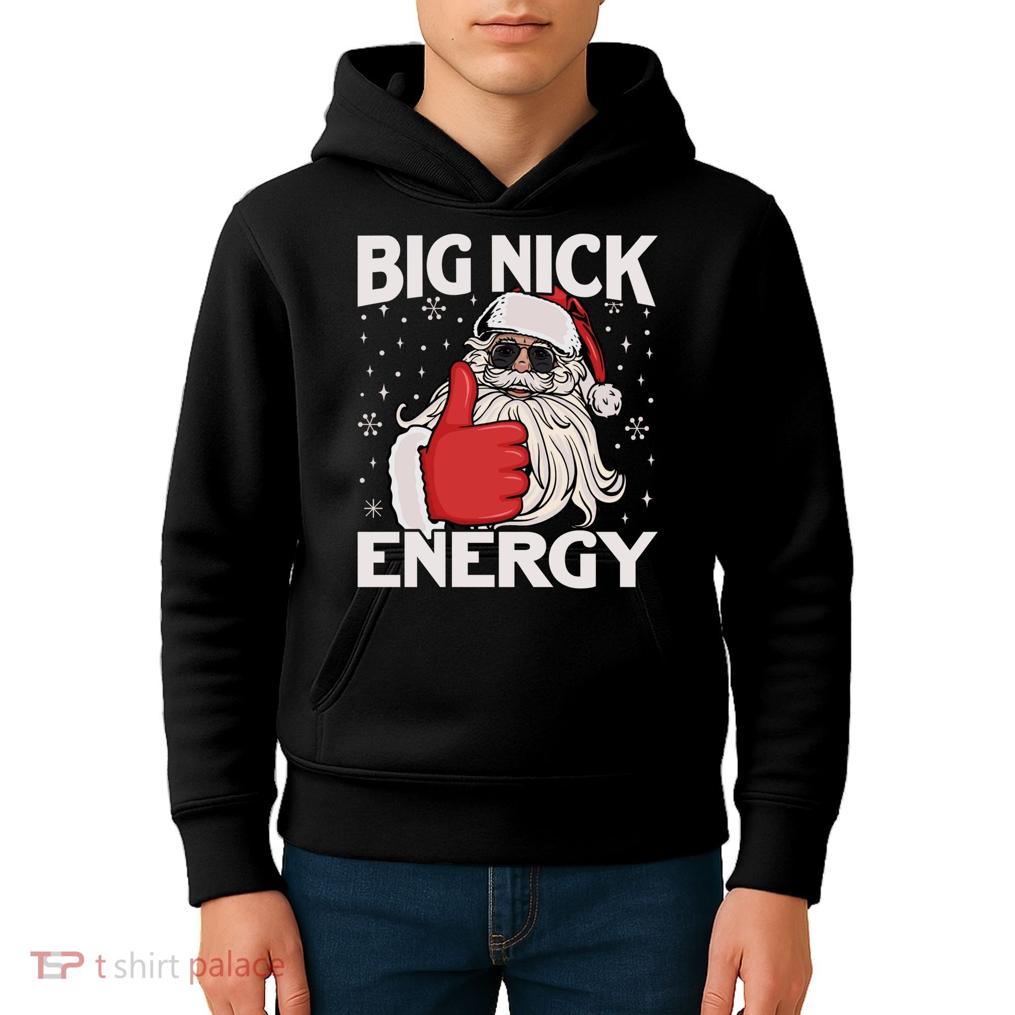 Funny Big Nick Energy Santa Xmas Christmas Long Sleeve Kids Hoodie