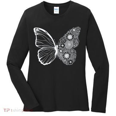 Floral Butterfly Nature Women's Long Sleeve Shirt