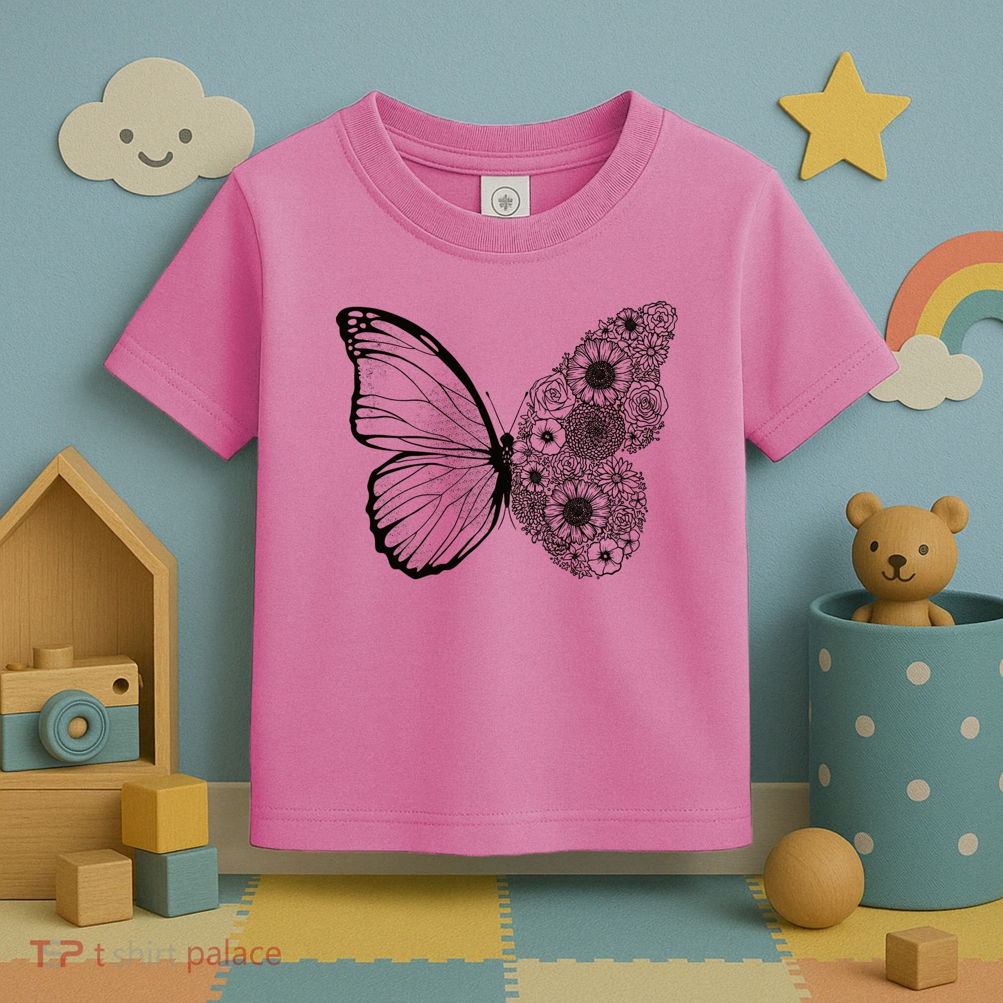 Floral Butterfly Nature Toddler T-Shirt