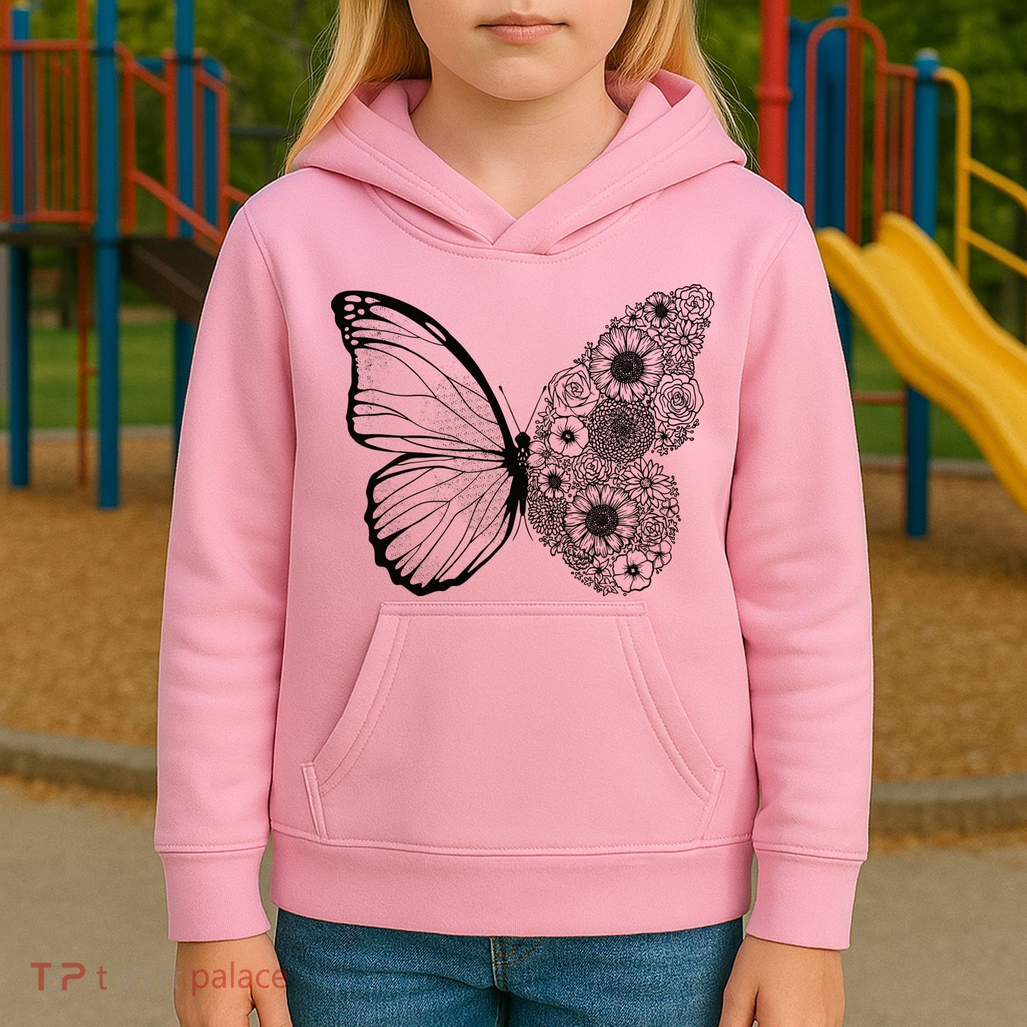 Floral Butterfly Nature Kids Hoodie