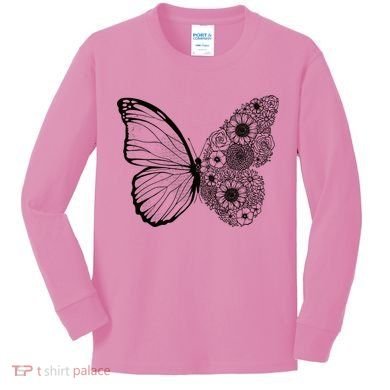 Floral Butterfly Nature Kids Long Sleeve Shirt