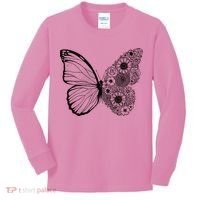 Floral Butterfly Nature Kids Long Sleeve Shirt thumb 0