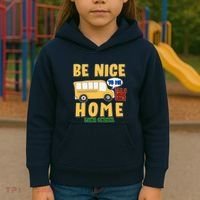 Funny Be Nice To Me It's A Long Walk Home Be Nice to Bus Driver Kids Hoodie thumb 3