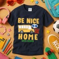 Funny Be Nice To Me It's A Long Walk Home Be Nice to Bus Driver Kids T-Shirt thumb 3