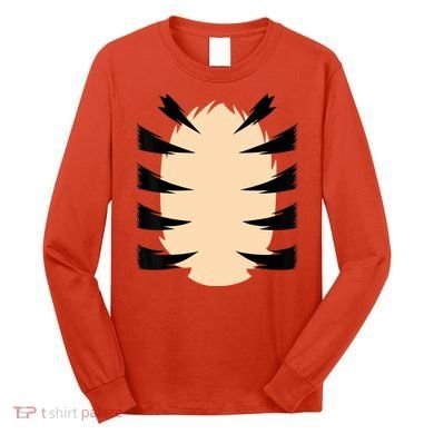 FRONT & BACK Orange Tiger Costume DIY Halloween Costume Long Sleeve Shirt