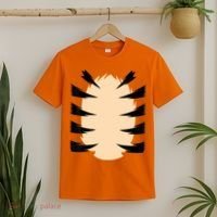 FRONT & BACK Orange Tiger Costume DIY Halloween Costume T-Shirt thumb 2