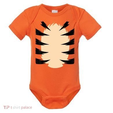 FRONT & BACK Orange Tiger Costume DIY Halloween Costume Baby Bodysuit