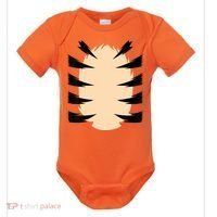 FRONT & BACK Orange Tiger Costume DIY Halloween Costume Baby Bodysuit thumb 0