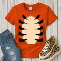FRONT & BACK Orange Tiger Costume DIY Halloween Costume Women's T-Shirt thumb 3