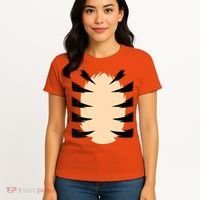 FRONT & BACK Orange Tiger Costume DIY Halloween Costume Women's T-Shirt thumb 4