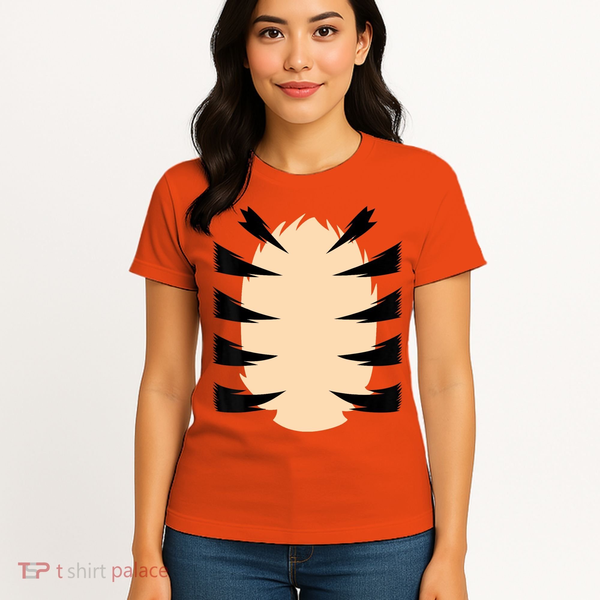 FRONT & BACK Orange Tiger Costume DIY Halloween Costume Women's T-Shirt