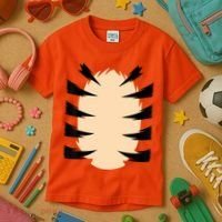 FRONT & BACK Orange Tiger Costume DIY Halloween Costume Kids T-Shirt thumb 3