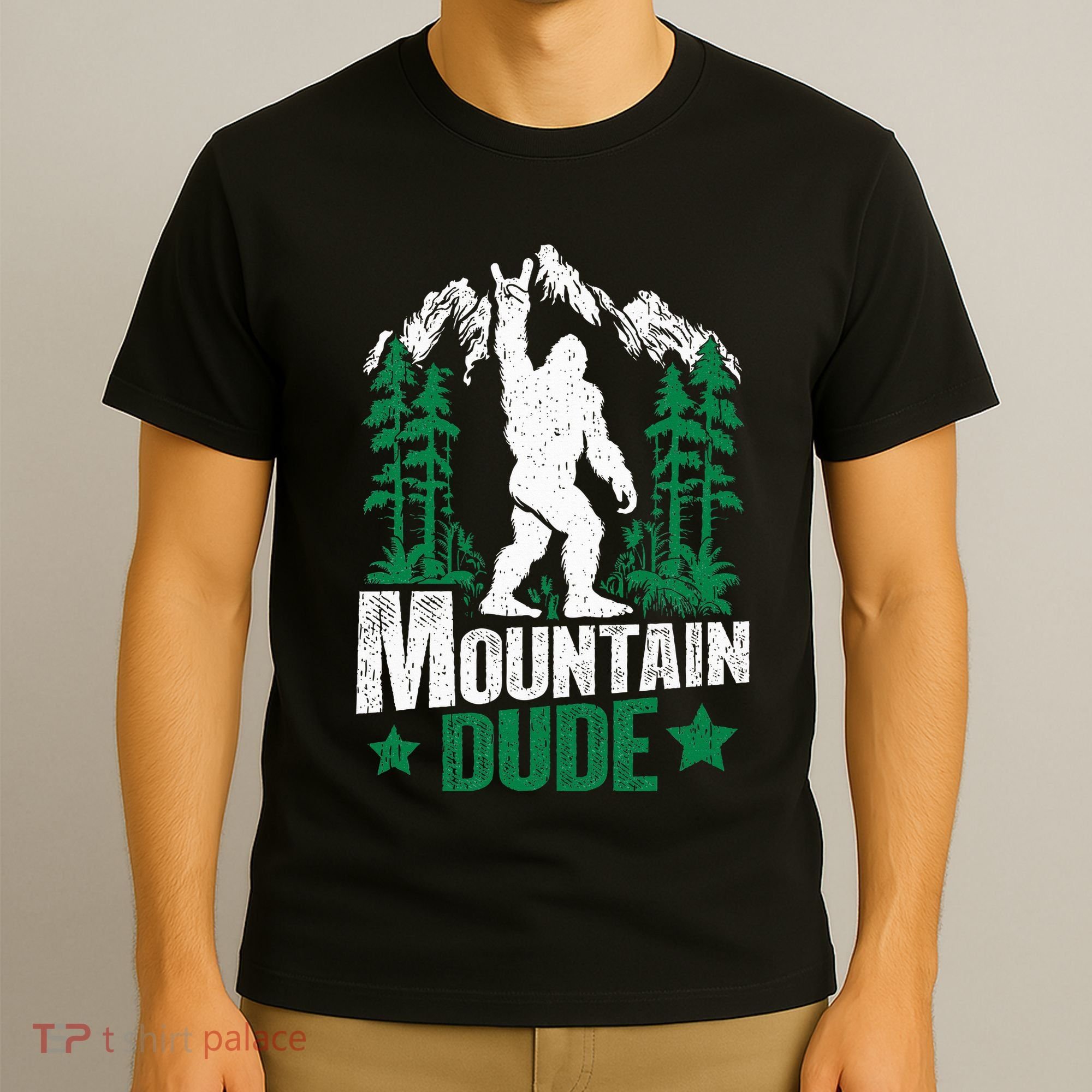 Funny Bigfoot Outdoor Adventures Mountain Dude T-Shirt