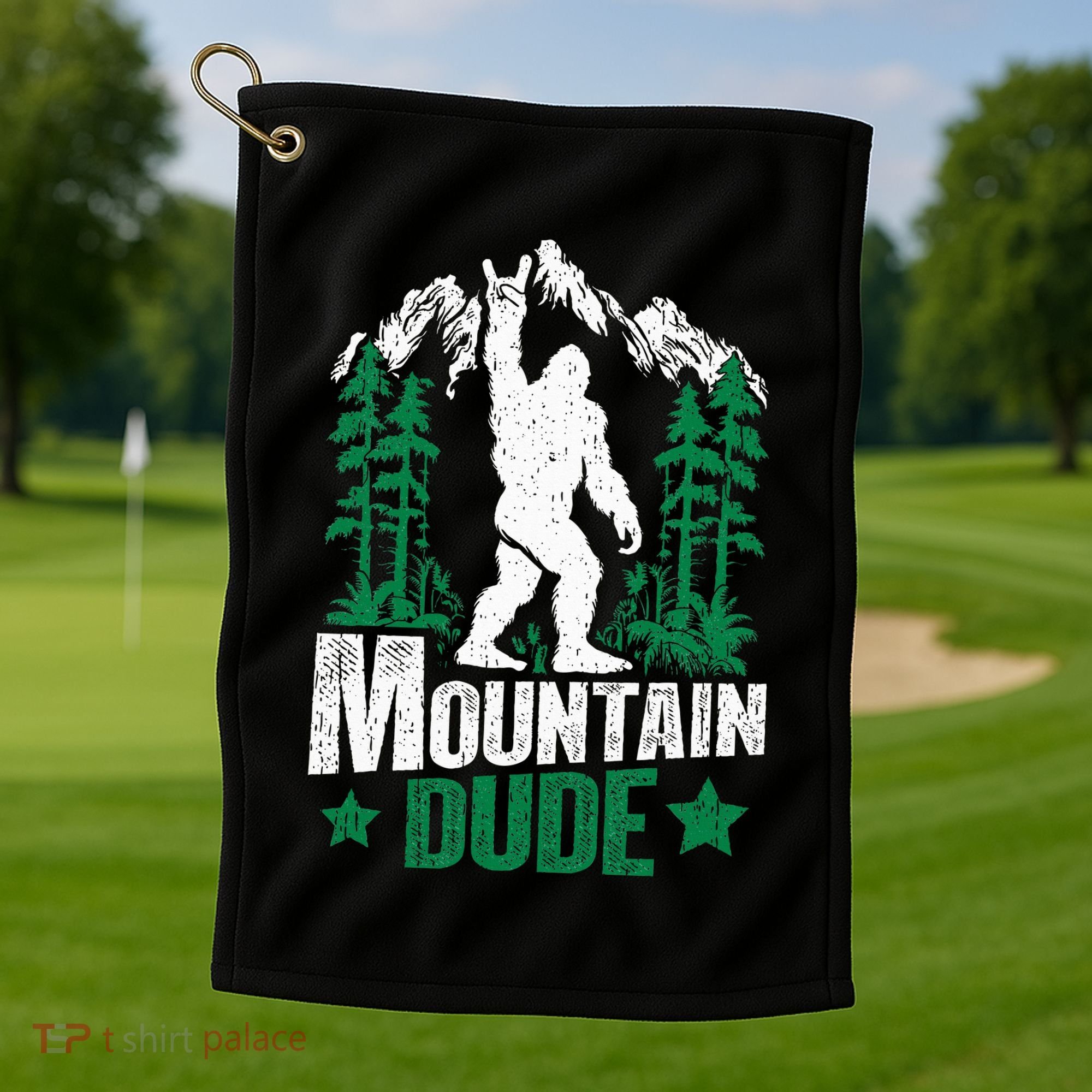 Funny Bigfoot Outdoor Adventures Mountain Dude Golf Towel