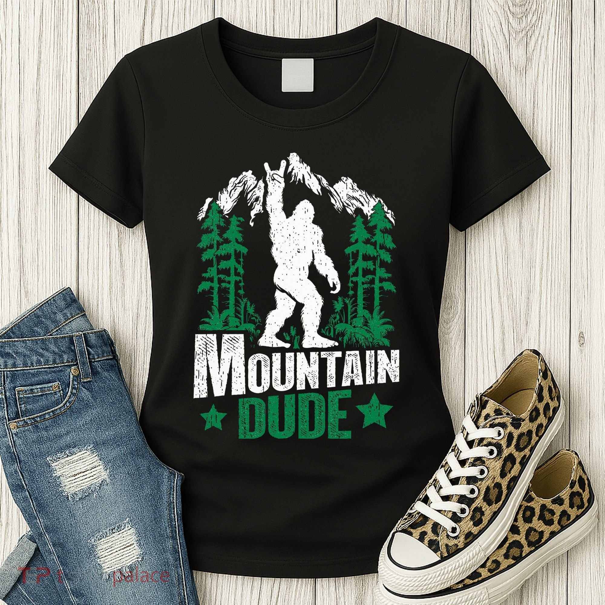 Funny Bigfoot Outdoor Adventures Mountain Dude Women's T-Shirt