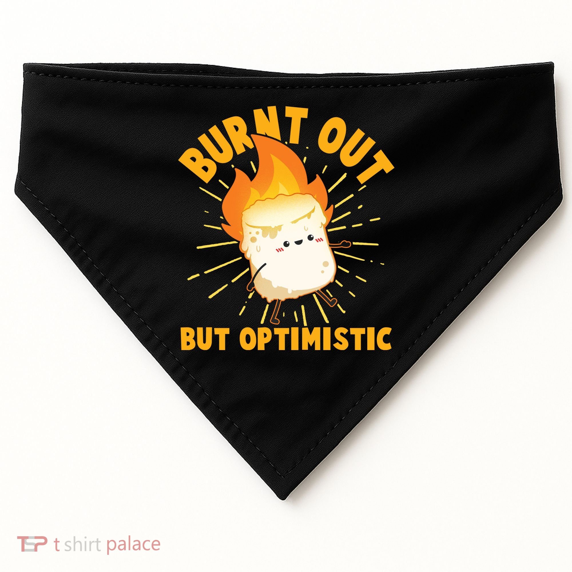 Funny Burnt Out But Optimistic Marshmallow USA-Made Doggie Bandana